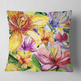Lily Flowers Illustration Art - Floral Throw Pillow