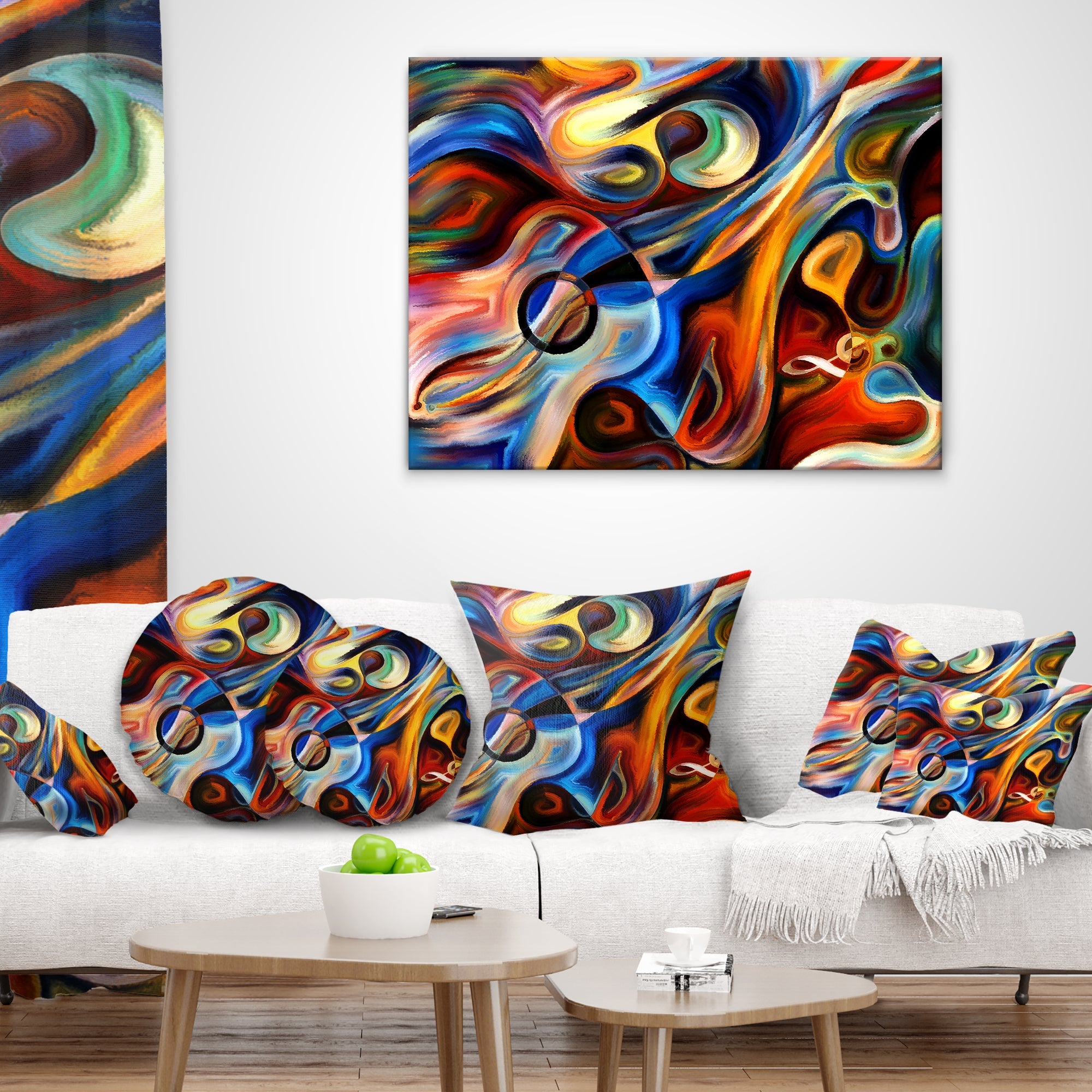 Abstract Music and Rhythm Abstract Throw Pillow – Designart