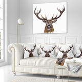 Deer Head in Front Illustration - Animal Throw Pillow