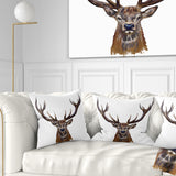 Deer Head in Front Illustration - Animal Throw Pillow