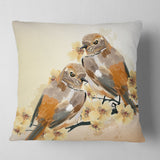 Bird Couple on a Branch - Animal Throw Pillow