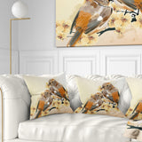 Bird Couple on a Branch - Animal Throw Pillow