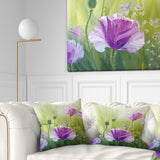 Purple Poppies in Morning - Floral Throw Pillow