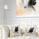 Black and White Horse Heads - Animal Throw Pillow