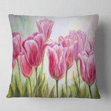 Tulips in a Row - Floral Throw Pillow