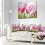 Tulips in a Row - Floral Throw Pillow