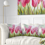 Tulips in a Row - Floral Throw Pillow