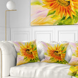 Sunflower Oil Painting - Floral Throw Pillow