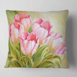 Bunch of Tulips Oil Painting - Floral Throw Pillow