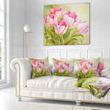 Bunch of Tulips Oil Painting - Floral Throw Pillow