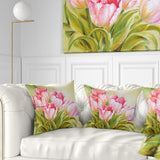 Bunch of Tulips Oil Painting - Floral Throw Pillow