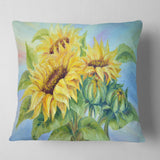 Three Sunflowers - Floral Throw Pillow