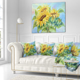 Three Sunflowers - Floral Throw Pillow