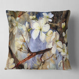 White Spring Flowers - Floral Throw Pillow