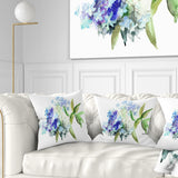 Hydrangea Blue Flowers - Floral Throw Pillow