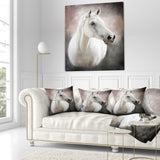 Lovely White Horse - Animal Throw Pillow