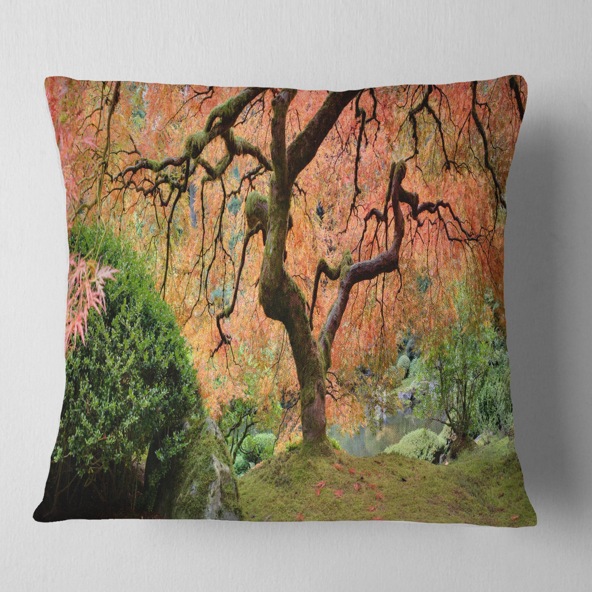 Designart Giant Tree with Woman - Abstract Throw Pillow - 18x18