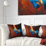 Blue and Orange Rooster - Animal Throw Pillow