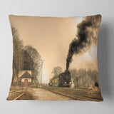 Retro Steam Train - Landscape Photography Throw Pillow