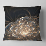 Fractal Flower with Golden Rays - Floral Throw Pillow