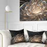 Fractal Flower with Golden Rays - Floral Throw Pillow