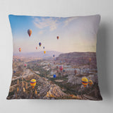 Hot Air Balloon Flying - Photography Throw Pillow