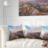 Hot Air Balloon Flying - Photography Throw Pillow