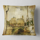 Vintage Paris - Abstract Cityscape Throw Pillow