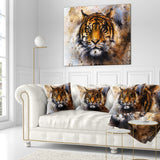 Tiger Collage with Rust Design - Animal Throw Pillow