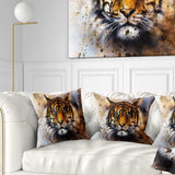 Tiger Collage with Rust Design - Animal Throw Pillow