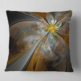 Symmetrical Yellow Fractal Flower - Abstract Throw Pillow