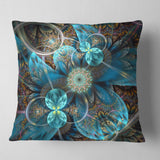 Fractal Blue Flowers - Floral Throw Pillow