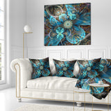 Fractal Blue Flowers - Floral Throw Pillow