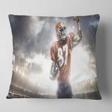 American Footballer on Stadium - Sport Throw Pillow