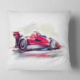 Red Formula One Car - Digital Art Car Throw Pillow