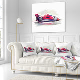 Red Formula One Car - Digital Art Car Throw Pillow