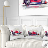 Red Formula One Car - Digital Art Car Throw Pillow