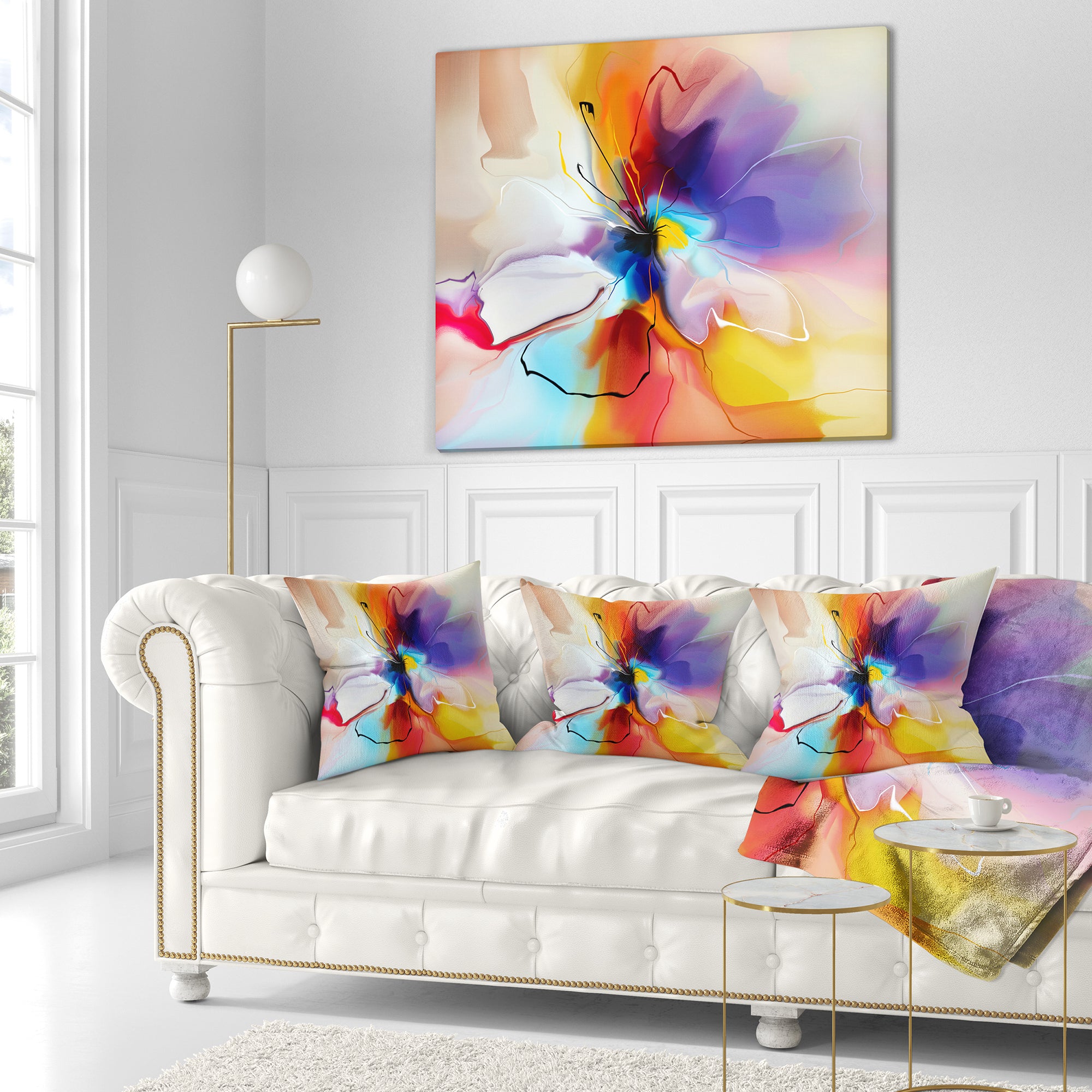 Creative Flower in Multiple Colors - Floral Throw Pillow