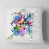 Summer Colorful Flowers - Watercolor Painting Throw Pillow