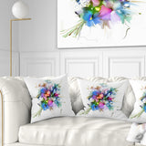 Summer Colorful Flowers - Watercolor Painting Throw Pillow