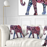 Purple Cheerful Elephant - Animal Throw Pillow