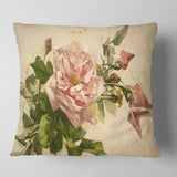 Pink Flower Illustration - Floral Painting Throw Pillow