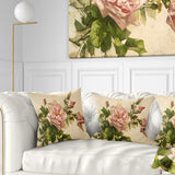 Pink Flower Illustration - Floral Painting Throw Pillow