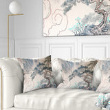 Chinese Blue Tree Art - Floral Painting Throw Pillow