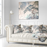 Chinese Blue Tree Art - Floral Painting Throw Pillow