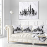 Chicago Black Silhouette - Cityscape Painting Throw Pillow