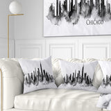 Chicago Black Silhouette - Cityscape Painting Throw Pillow