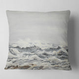 Grey Sea Waves - Seascape Throw Pillow