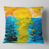 Sea Texture in Yellow Blue - Abstract Throw Pillow