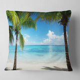 Palm Trees and Sea - Landscape Photography Throw Pillow